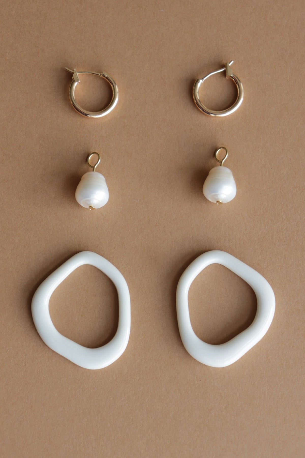 Arp Pearl and Porcelain Hoops - White